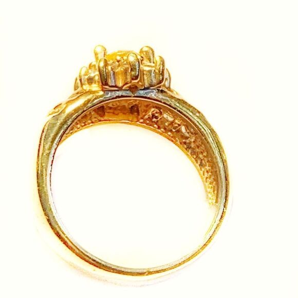Vintage faux citrine cz large 1980’s huge cocktail ring gold plate size 10 - Picture 10 of 11